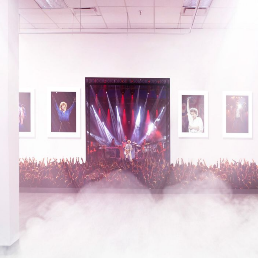 Echoes of Entertainment a Concert History at the CNE. Image of entertainment photography from various decades. Interior of the Gallery with super-imposed smoke.